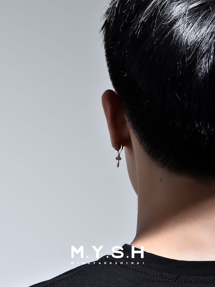 S925 Silver Pave Diamond Cross Convertible Drop Earrings