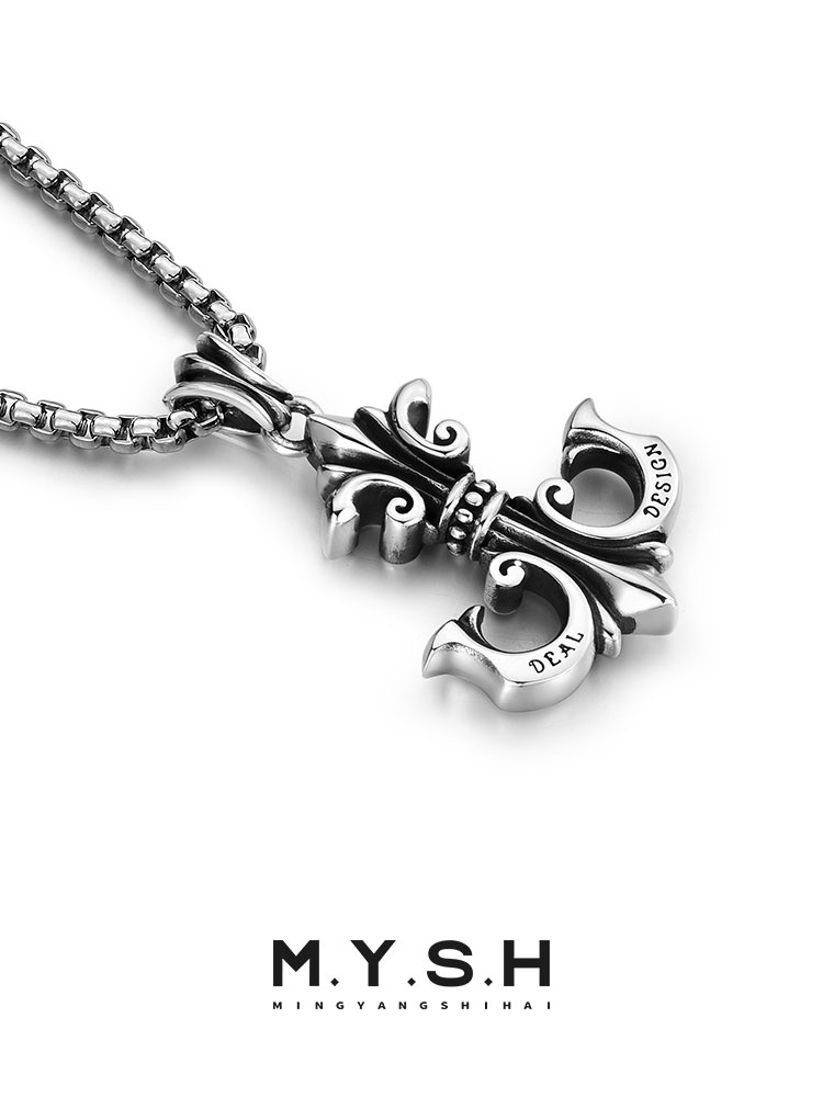 S925 Silver 3D Anchor Pendant Necklace for Men