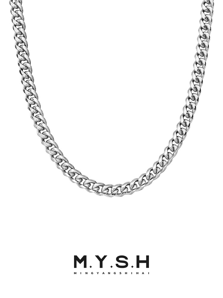 S925 Silver Thick American Cuban Link Chain Necklace