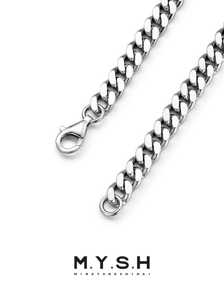 S925 Silver Thick Cuban Link Chain Necklace