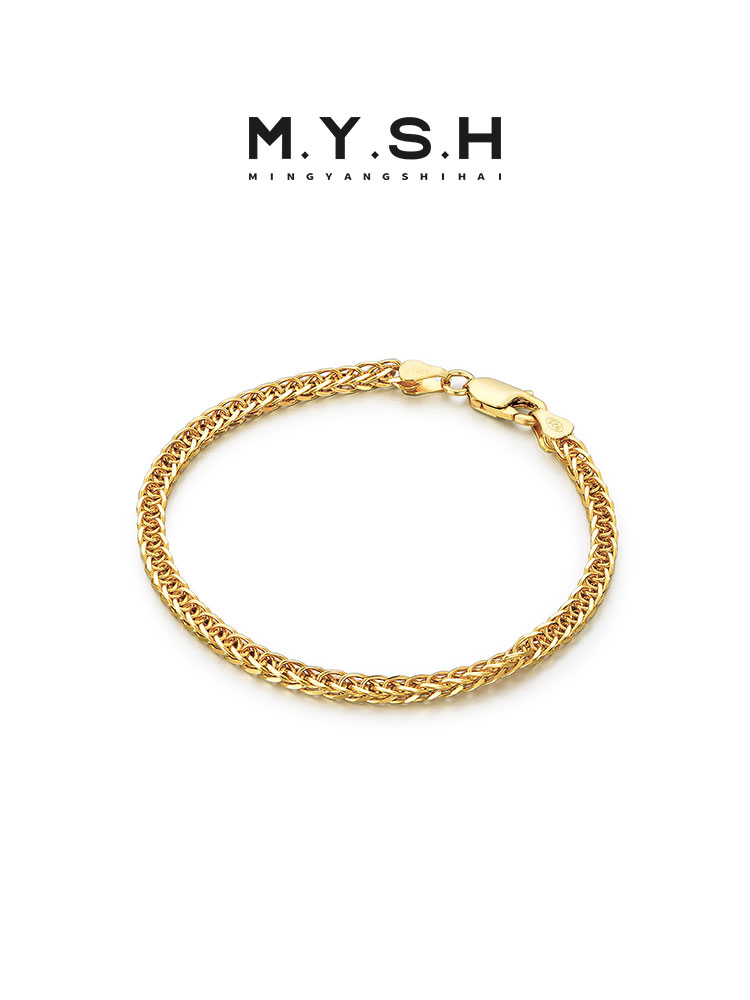 Gold-Plated S925 Silver Octagonal Dragon Bone Bracelet