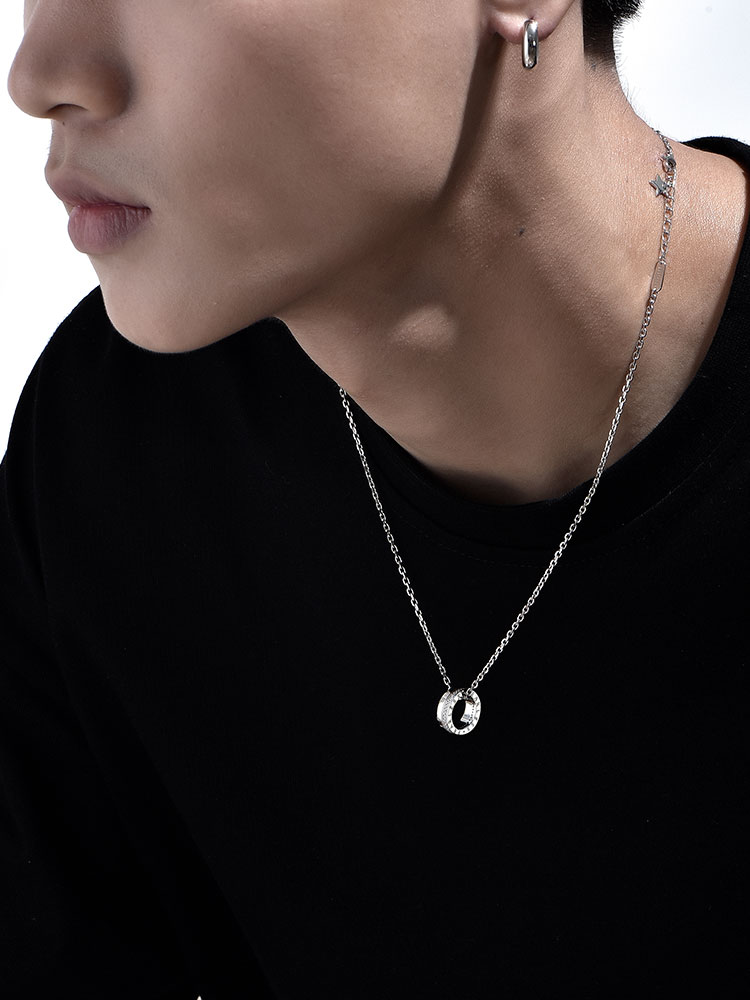 S925 Silver Lettered Mini Waist Circle Pendant Necklace