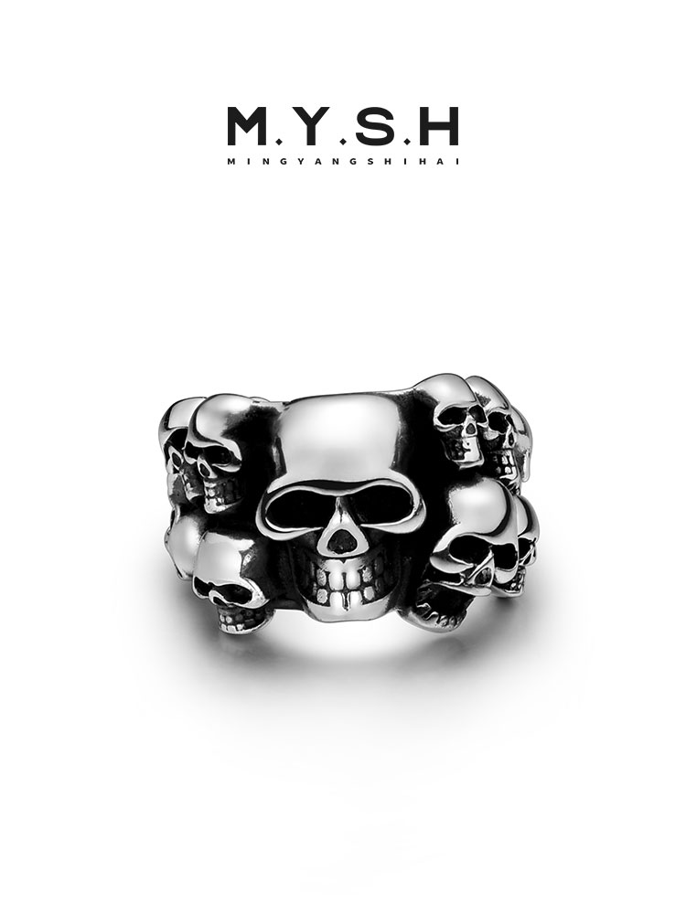 S925 Silver Multi-Skull Statement Ring