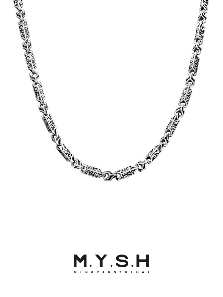 S925 Silver Vintage Cloud Dragon Bone Chain Necklace