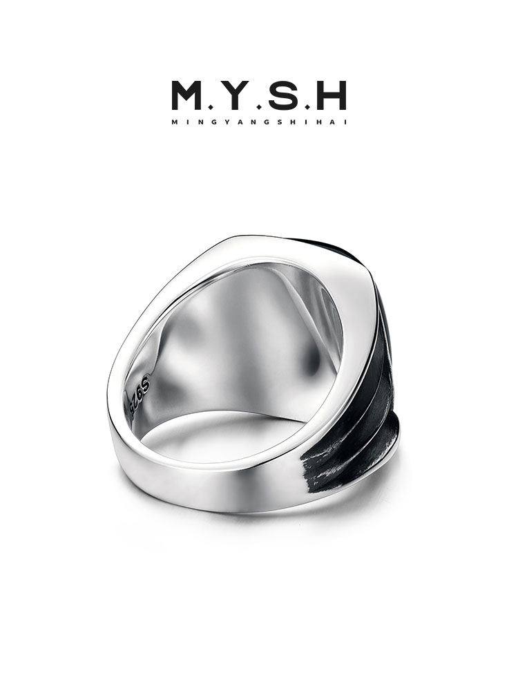 S925 Silver Black Onyx Statement Boss Ring