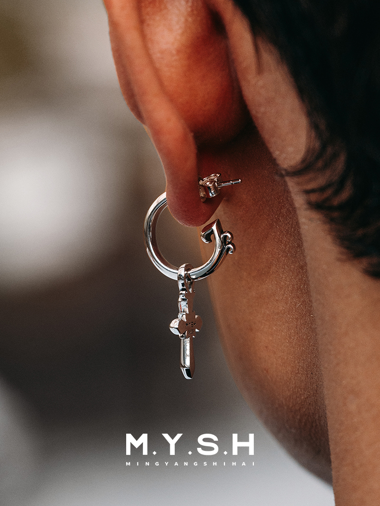 S925 Silver Vintage Cross Hoop Earrings