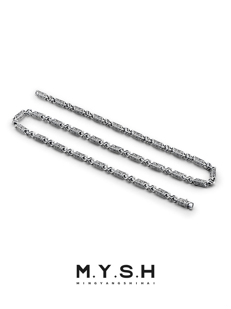 S925 Silver Vintage Cloud Dragon Bone Chain Necklace