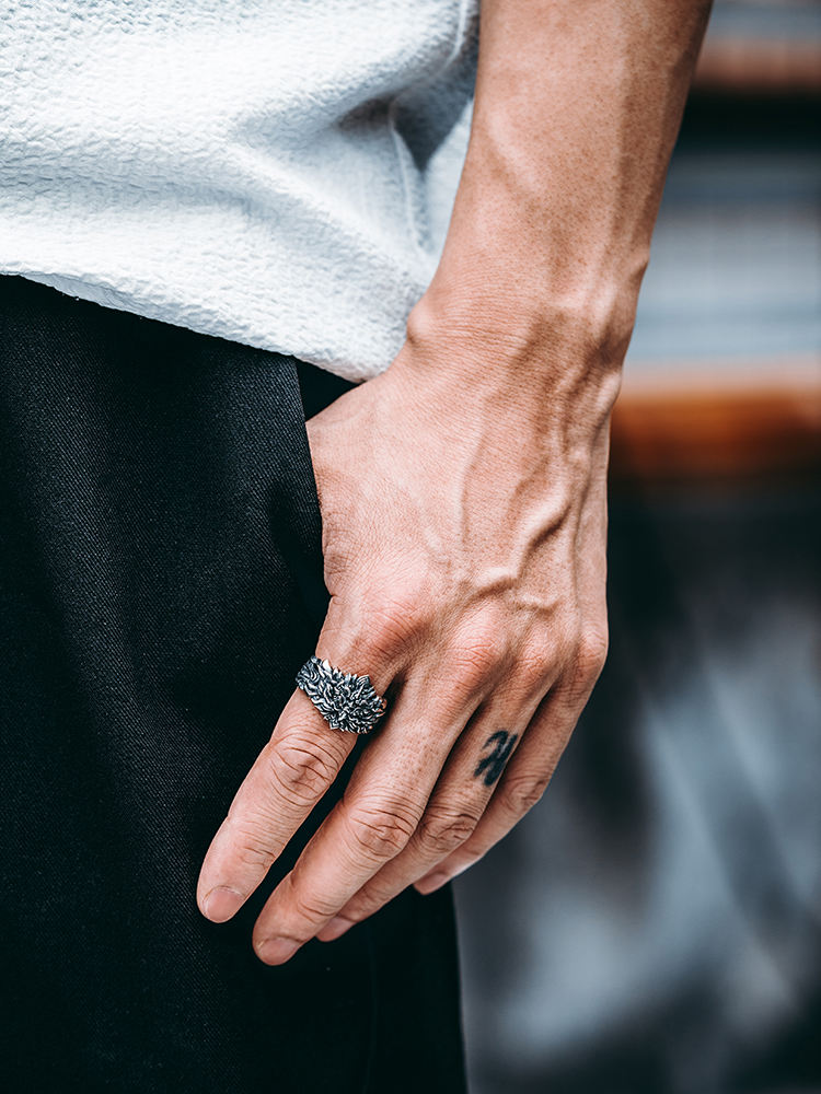 S925 Silver 3D Mythical Roc Bird Open Cuff Ring