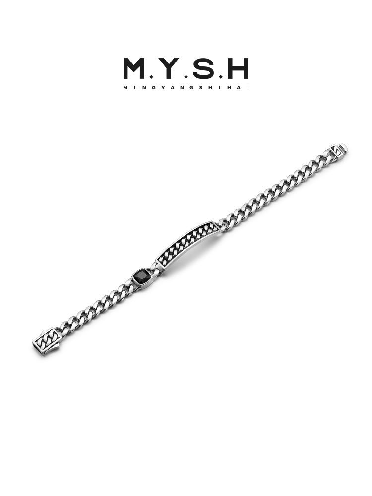 S925 Silver Black Zirconia Cuban Bracelet