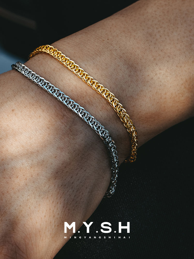 S925 Silver Octagonal Dragon Bone Bracelet