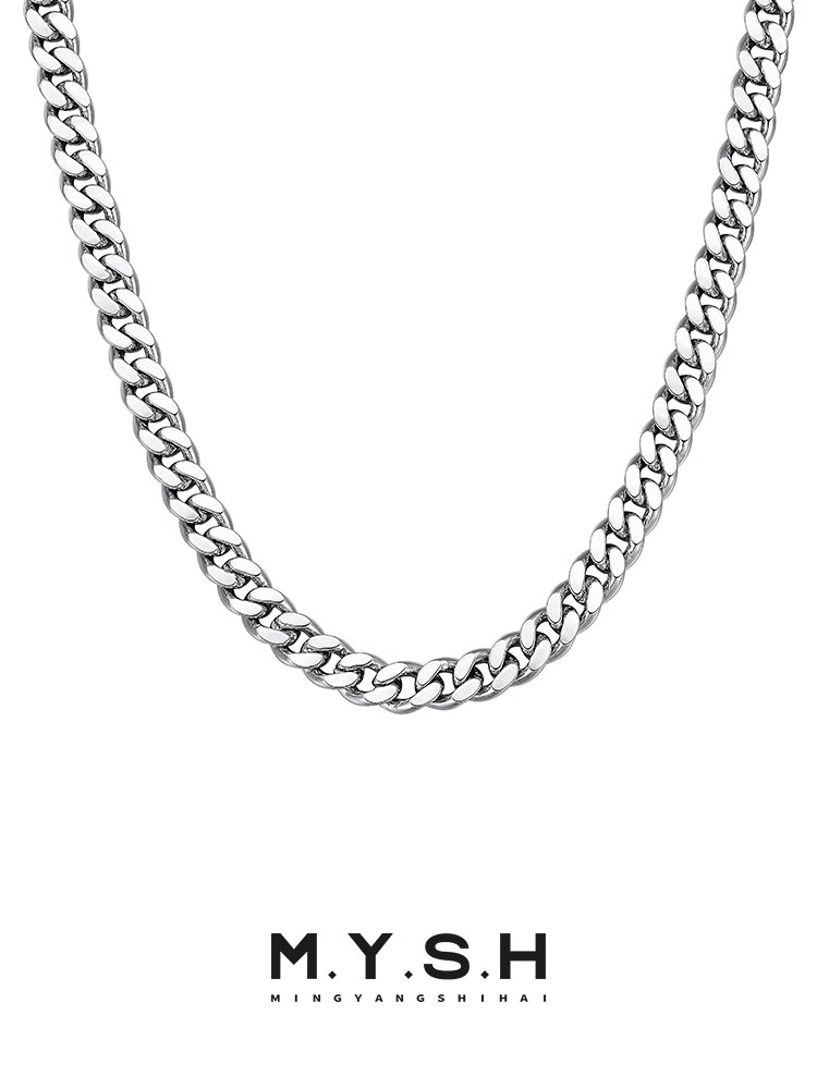 S925 Silver Thick Cuban Link Chain Necklace