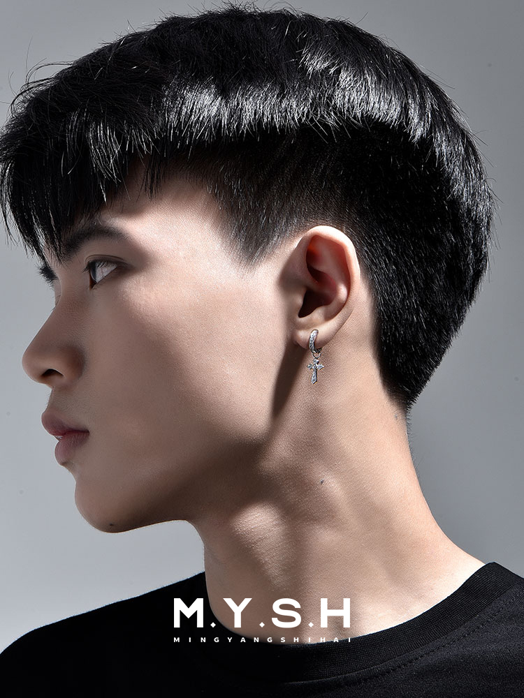 S925 Silver Pave Diamond Cross Convertible Drop Earrings