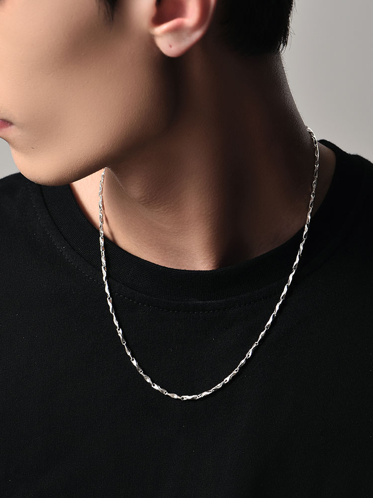 S925 Silver Ingots Twist Chain Necklace