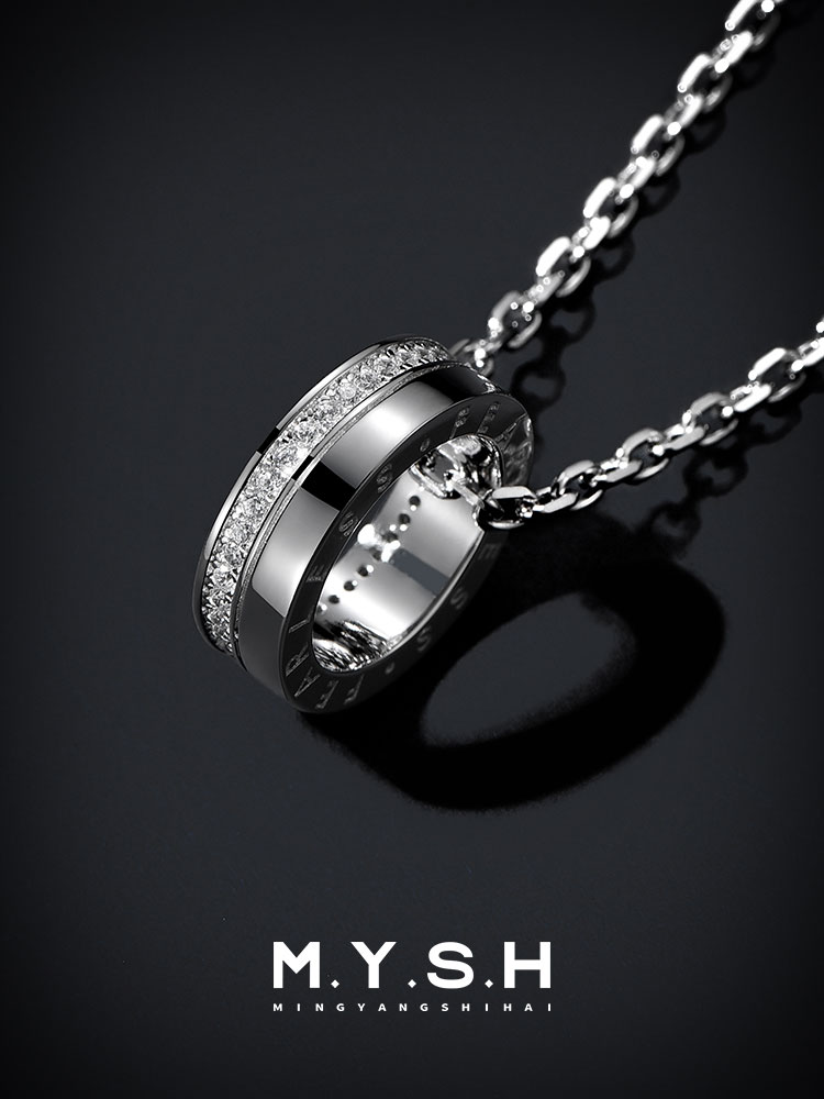 S925 Silver Lettered Mini Waist Circle Pendant Necklace