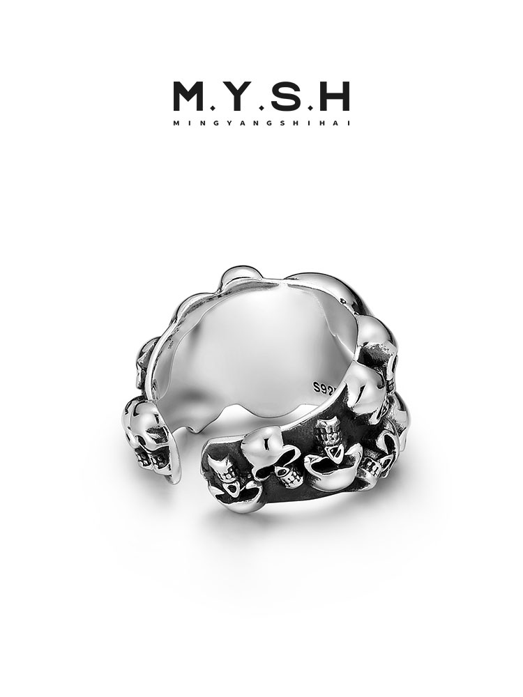 S925 Silver Multi-Skull Statement Ring
