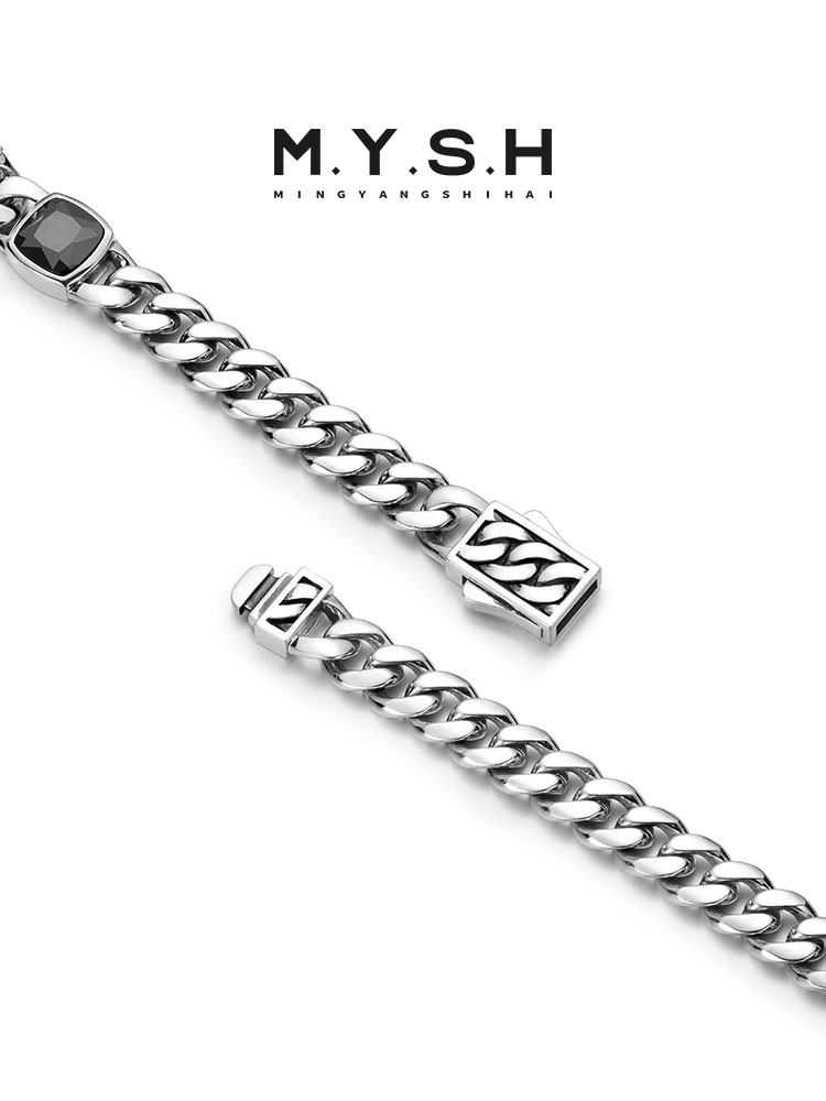 S925 Silver Black Zirconia Cuban Bracelet