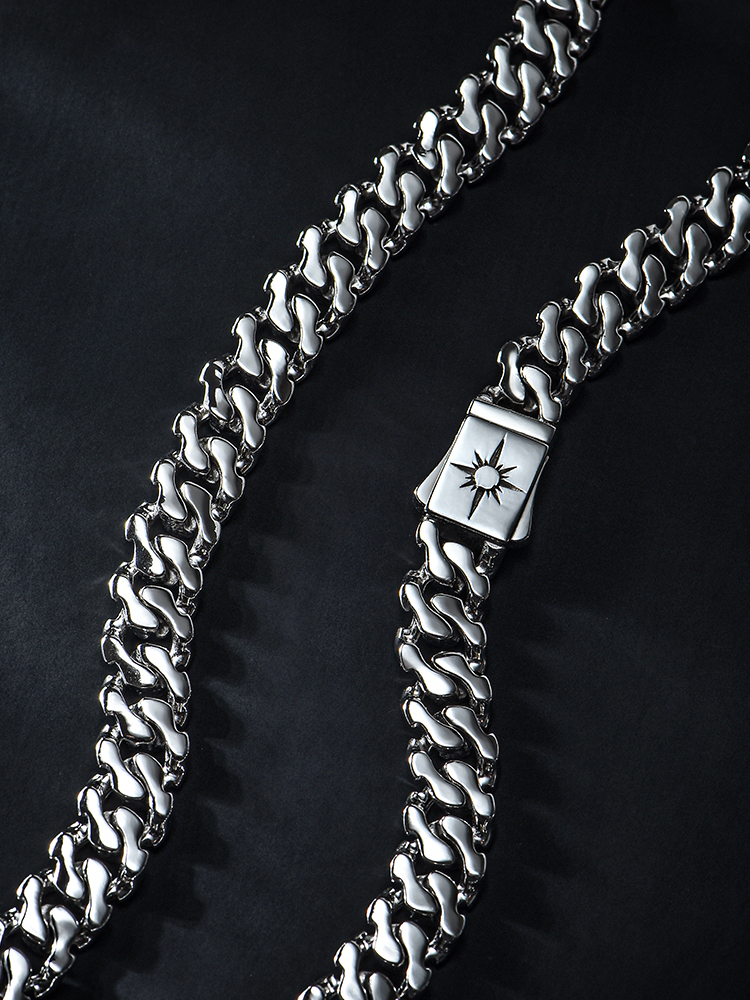 S925 Silver Sun Totem Cuban Link Chain Necklace