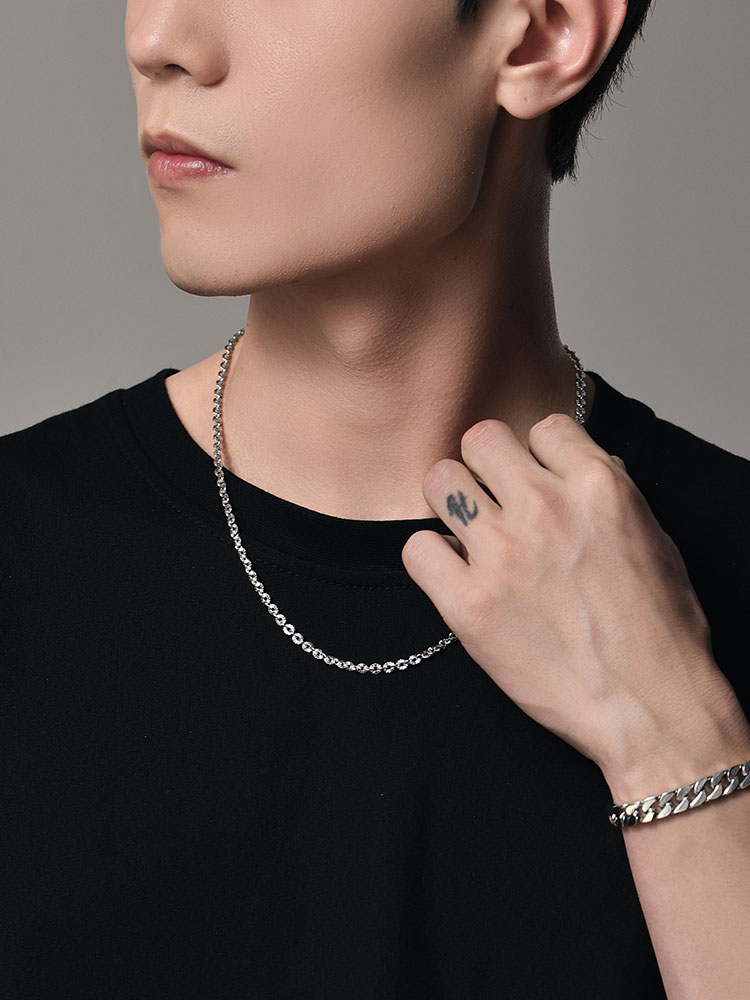 S925 Silver Pave Star Chain Necklace