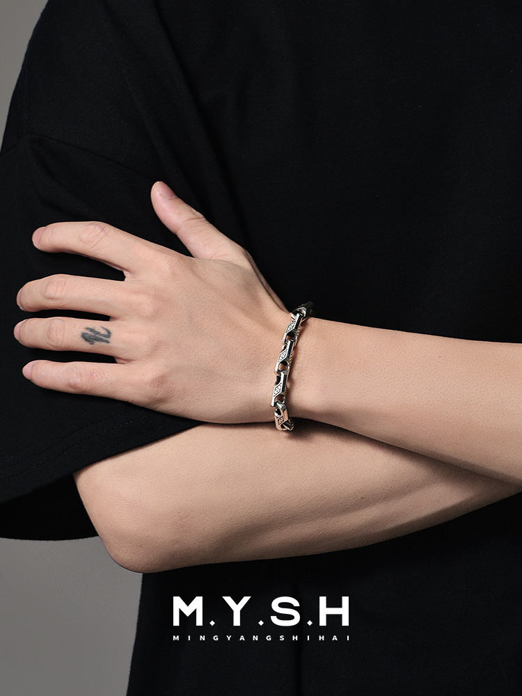 S925 Silver Thick Dragon Bone Link Bracelet