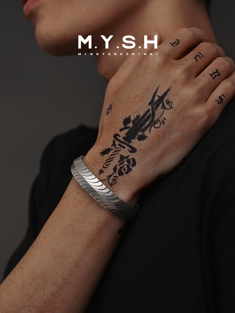 13MM S925 Silver Wave Cuff Bracelet for Men