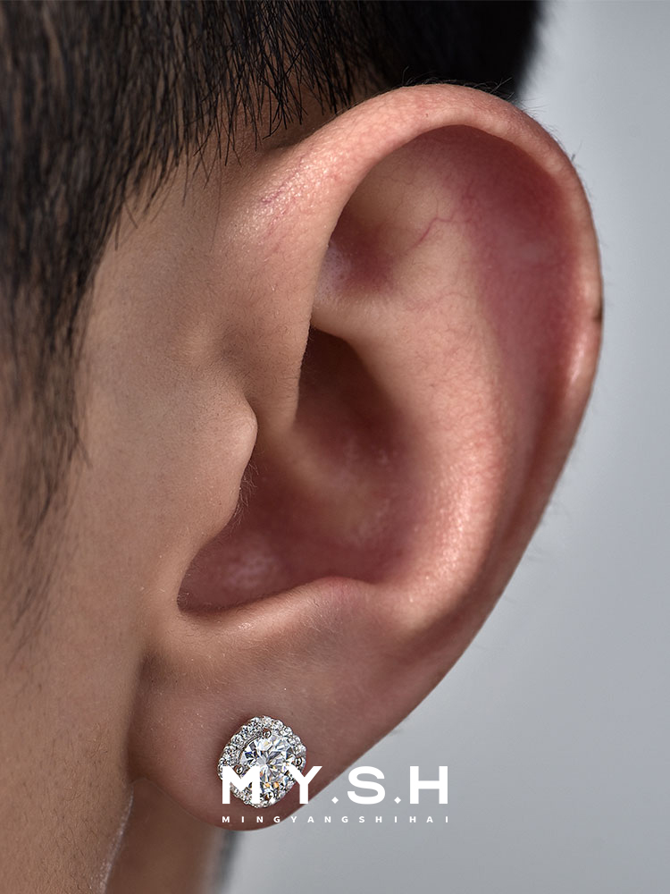 S925 Sterling Silver Moissanite Halo Stud Earrings