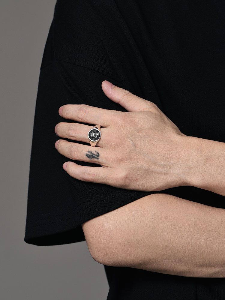 S925 Silver Praying Hands Signet Ring for Men