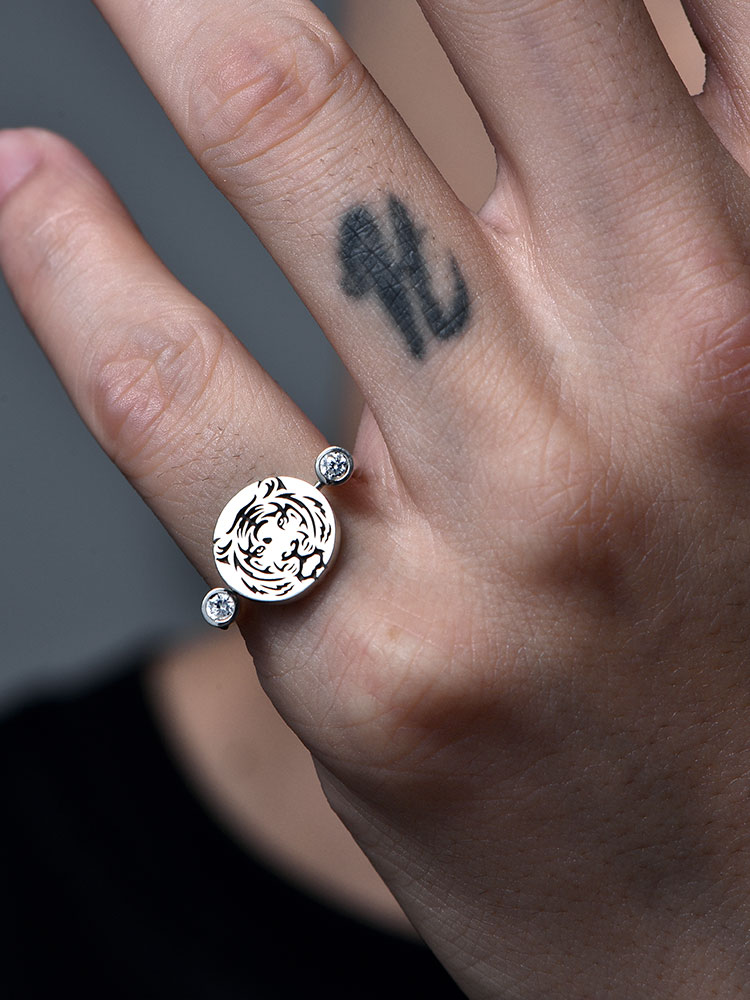 S925 Silver Reversible Cat & Tiger Ring