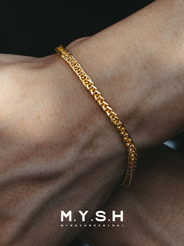 S925 Silver Octagonal Dragon Bone Bracelet