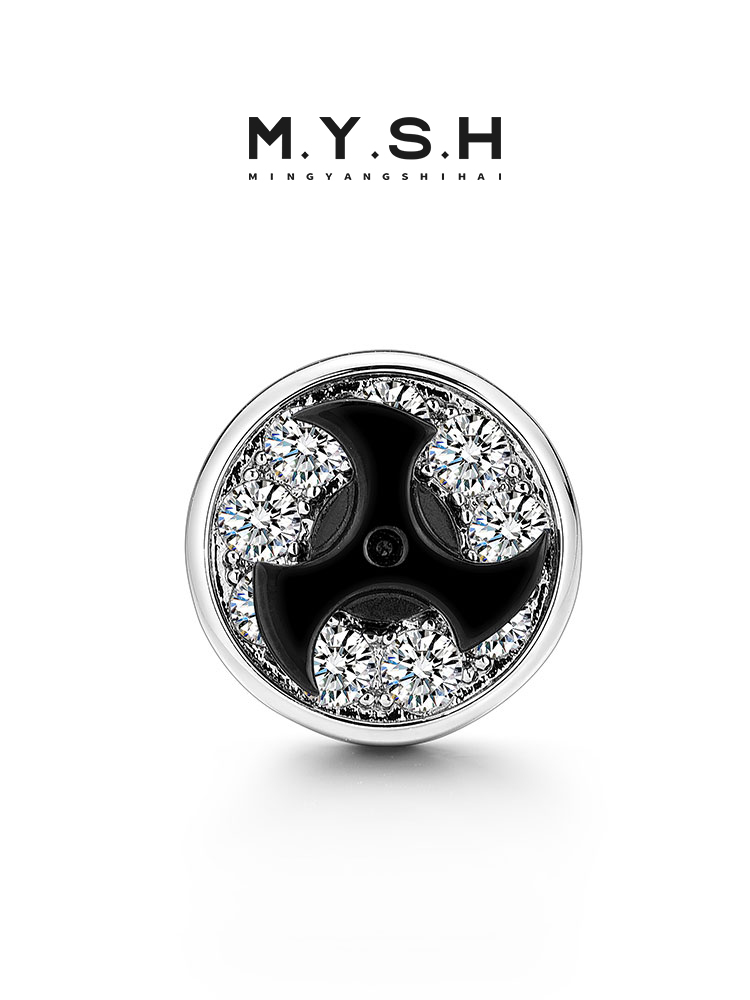 S925 Silver Rotating Black Shuriken Stud Earrings