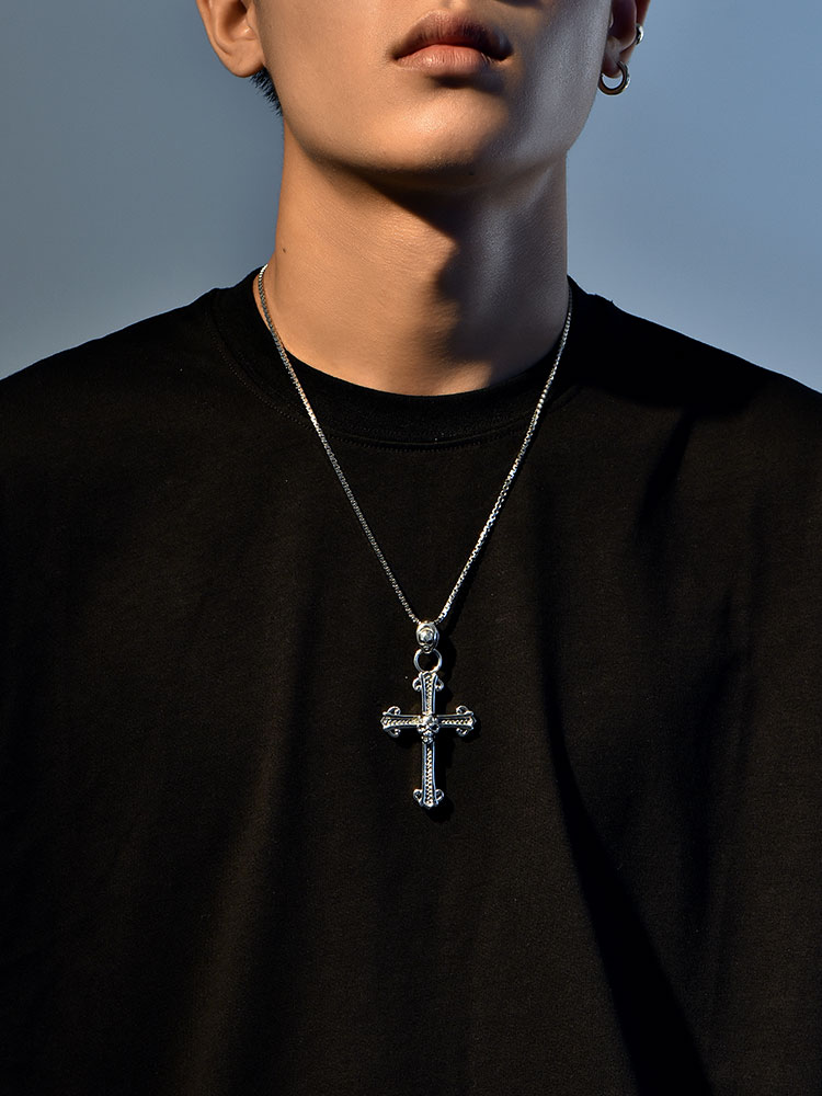 S925 Silver 3D Skull Cross Pendant Necklace