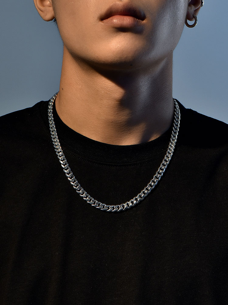 S925 Silver Thick Cuban Link Chain Necklace