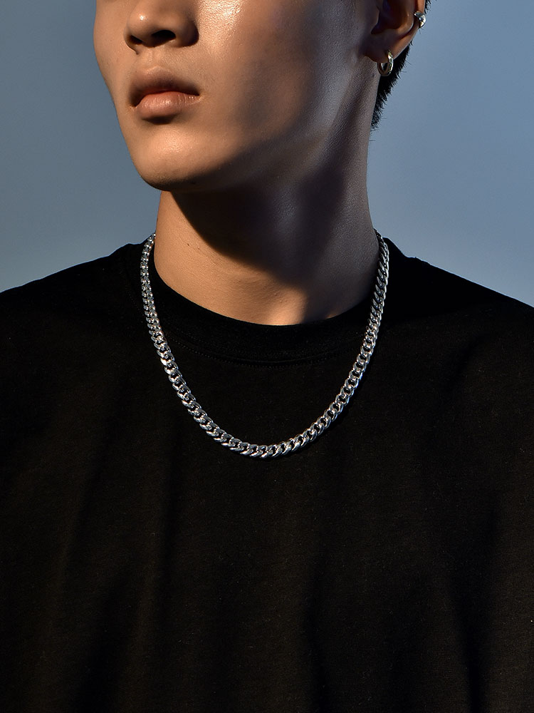 S925 Silver Thick Cuban Link Chain Necklace