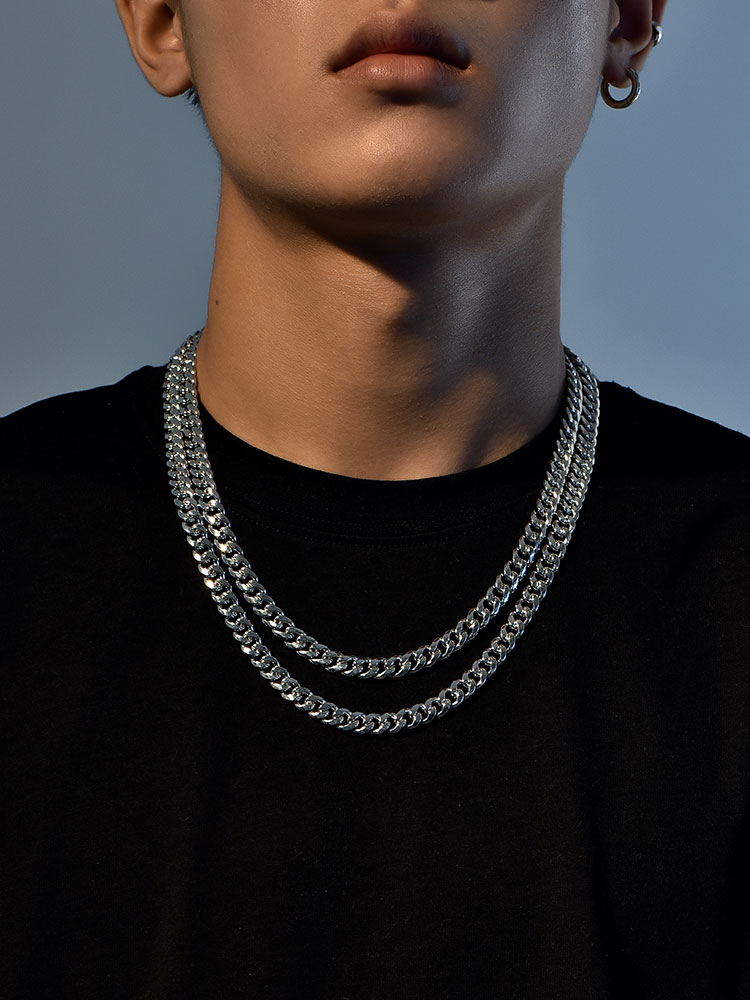 S925 Silver Thick Cuban Link Chain Necklace