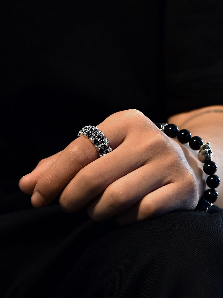 S925 Silver Multi-Skull Statement Ring 2.0