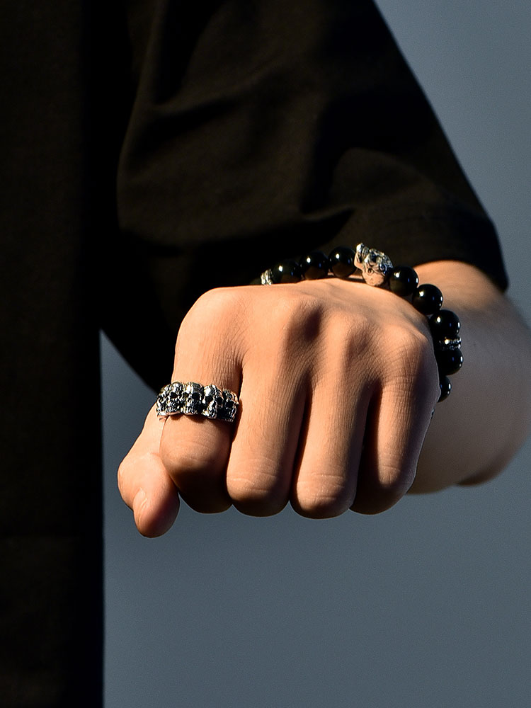 S925 Silver Multi-Skull Statement Ring 2.0