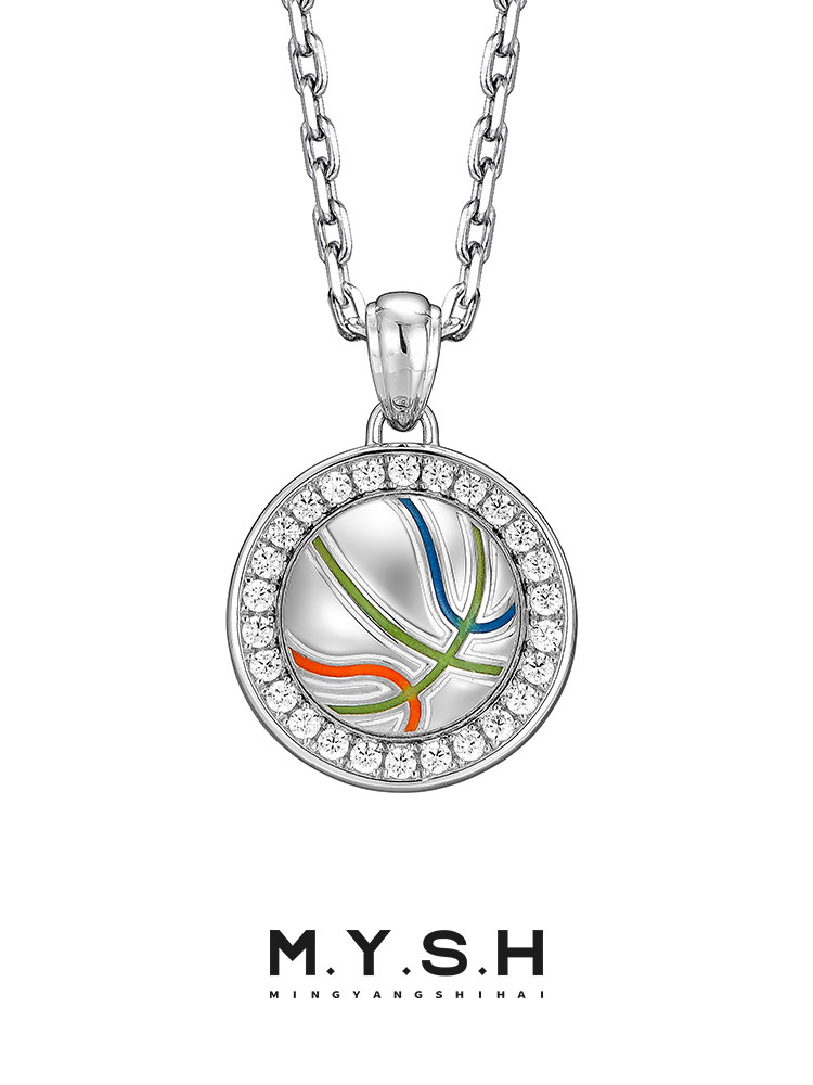 S925 Silver Glow-in-the-Dark Kobe 24 Basketball Spinning Diamond Pendant Necklace