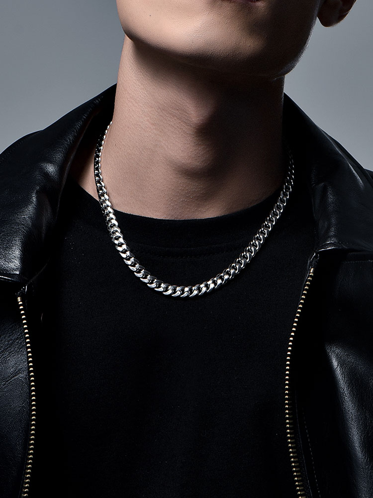 S925 Silver Thick Cuban Link Chain Necklace