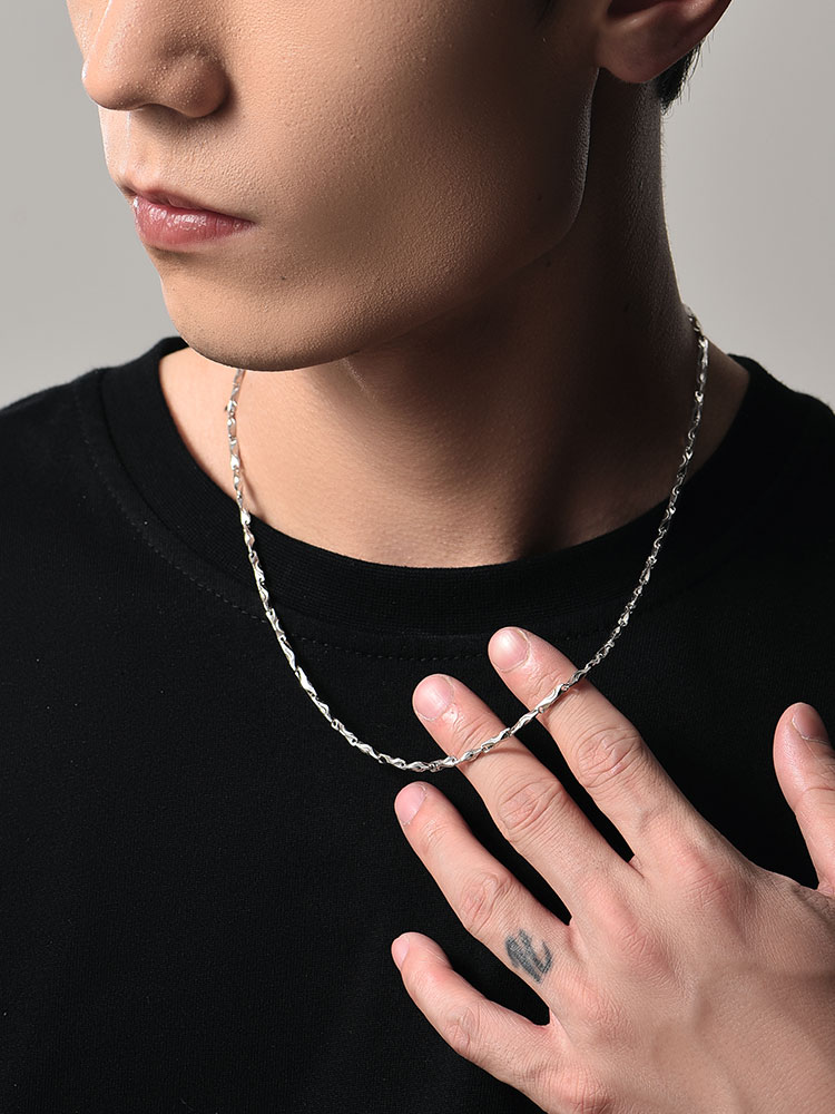 S925 Silver Ingots Twist Chain Necklace