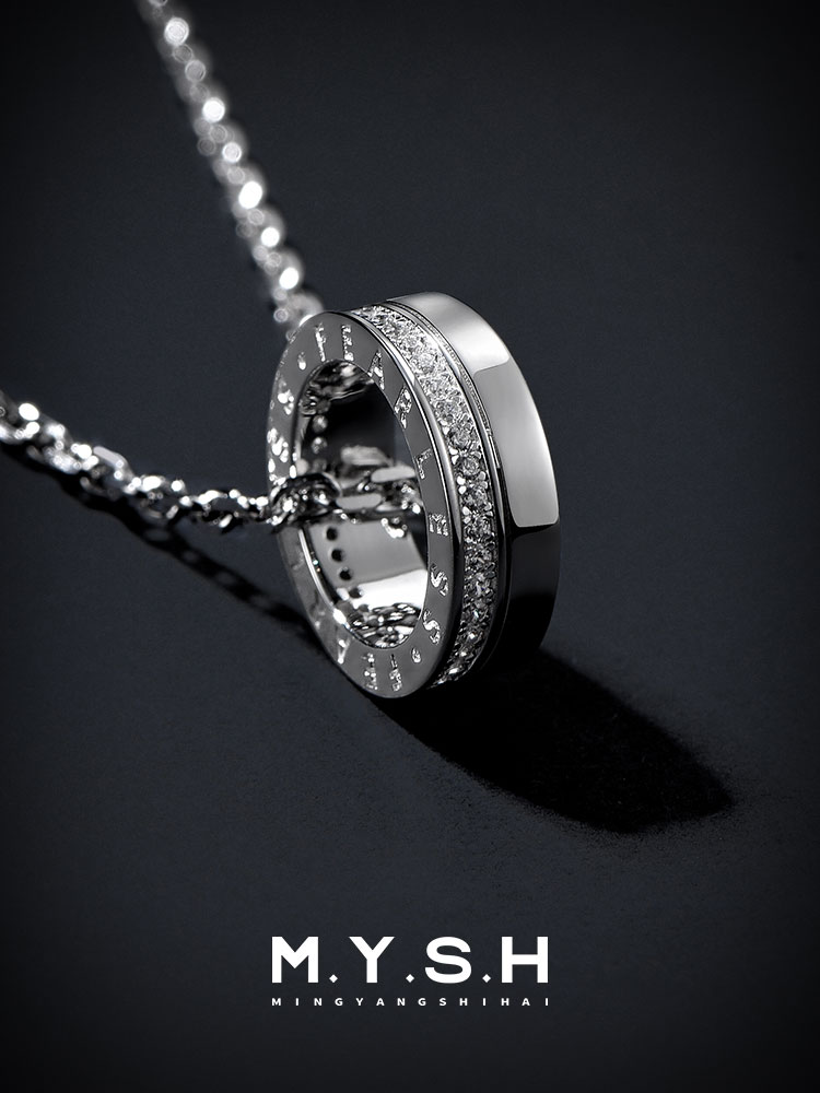S925 Silver Lettered Mini Waist Circle Pendant Necklace
