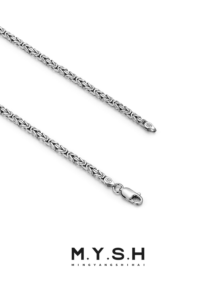 2.4MM S925 Silver Dragon Bone Chain Necklace – MYSH 2.4MM S925 Silver Dragon Bone Chain Necklace – MYSH