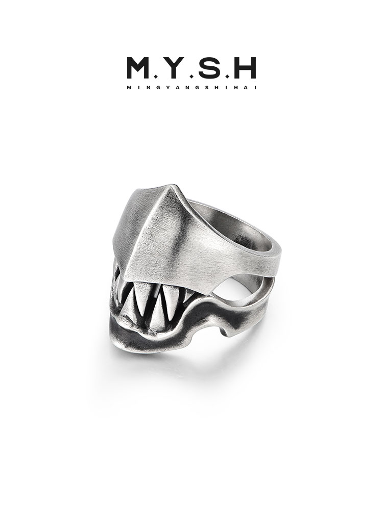 S925 Silver Predator Helmet Fang Ring