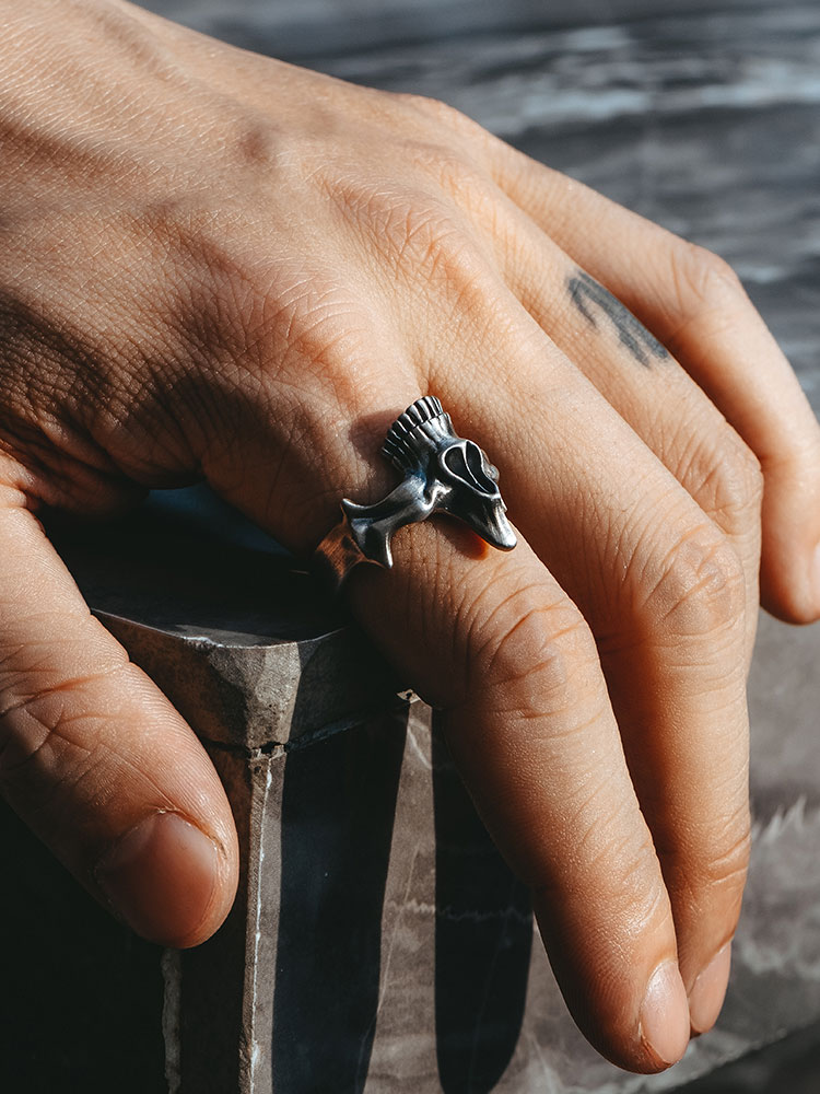 S925 Silver Skull Ghost Face 2-in-1 Ring