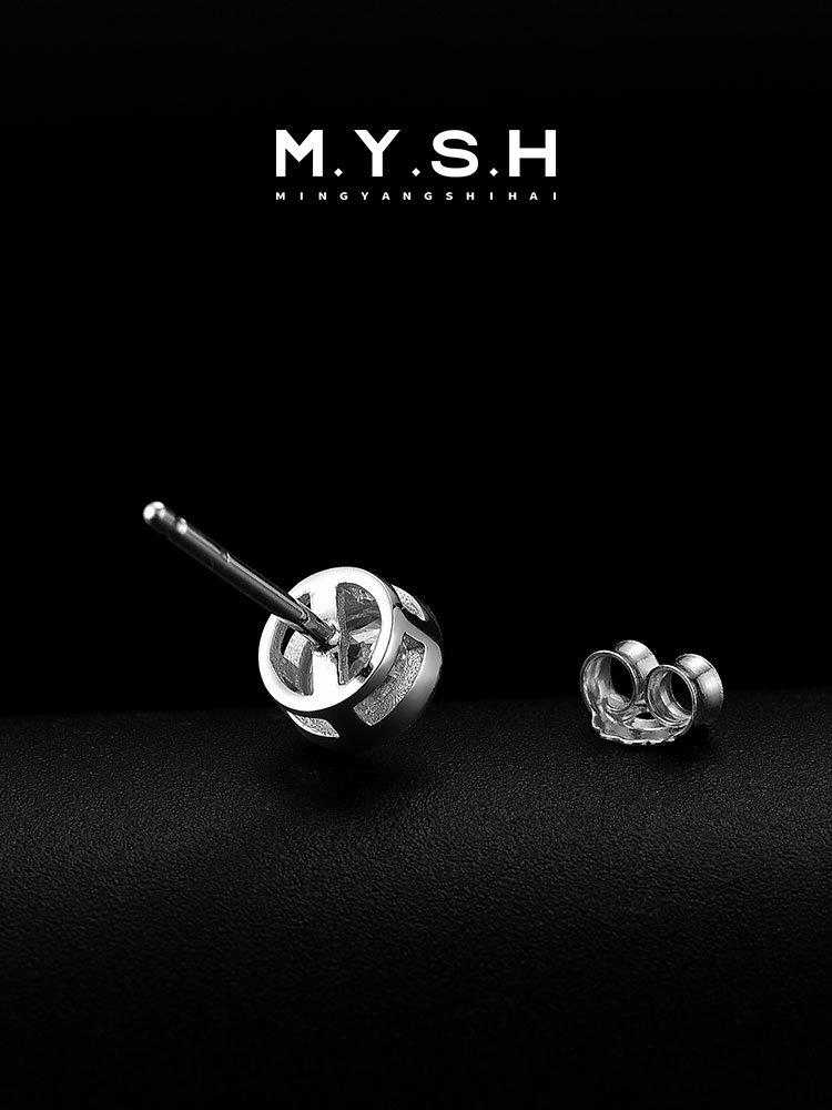 S925 Silver Black Gemstone Stud Earrings