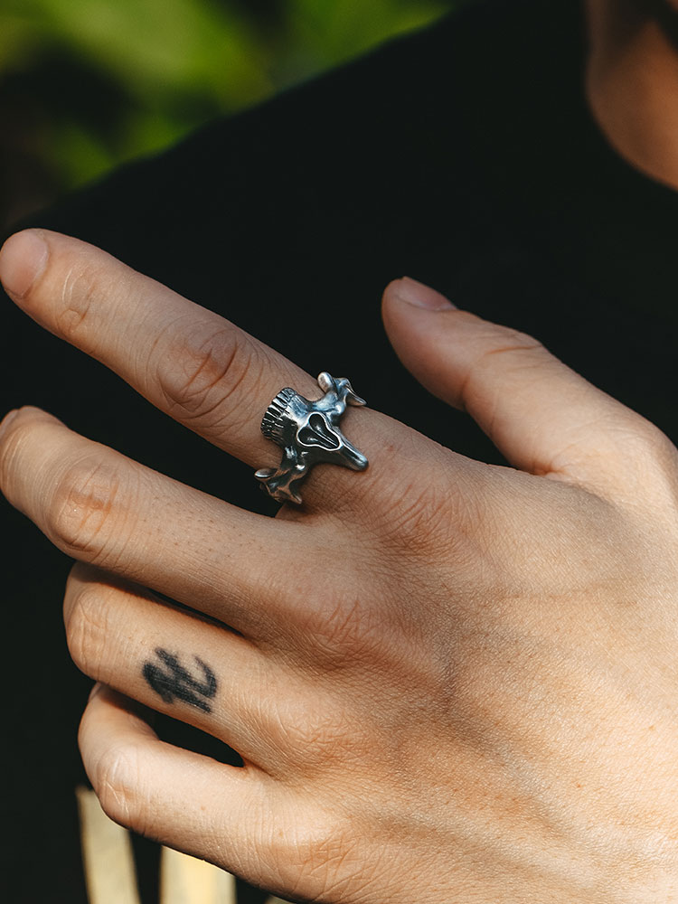 S925 Silver Skull Ghost Face 2-in-1 Ring