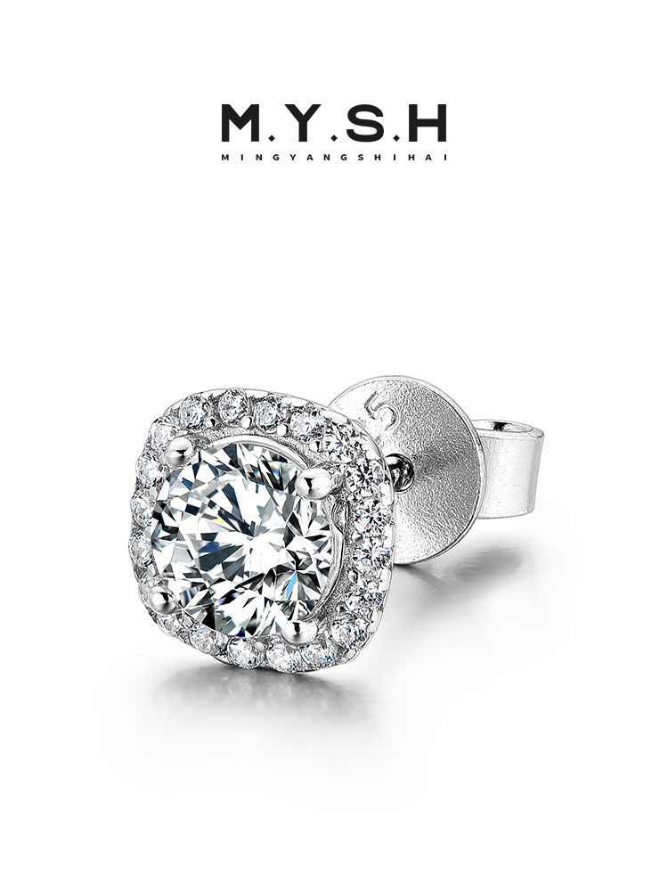 S925 Sterling Silver Moissanite Halo Stud Earrings