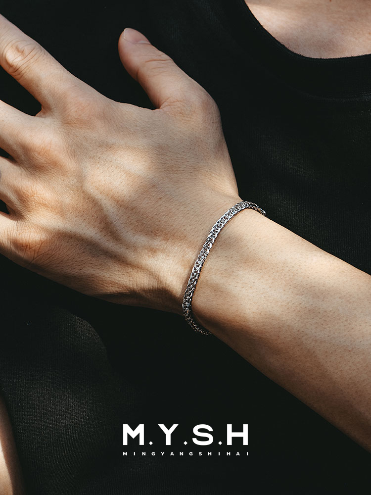 S925 Silver Octagonal Dragon Bone Bracelet