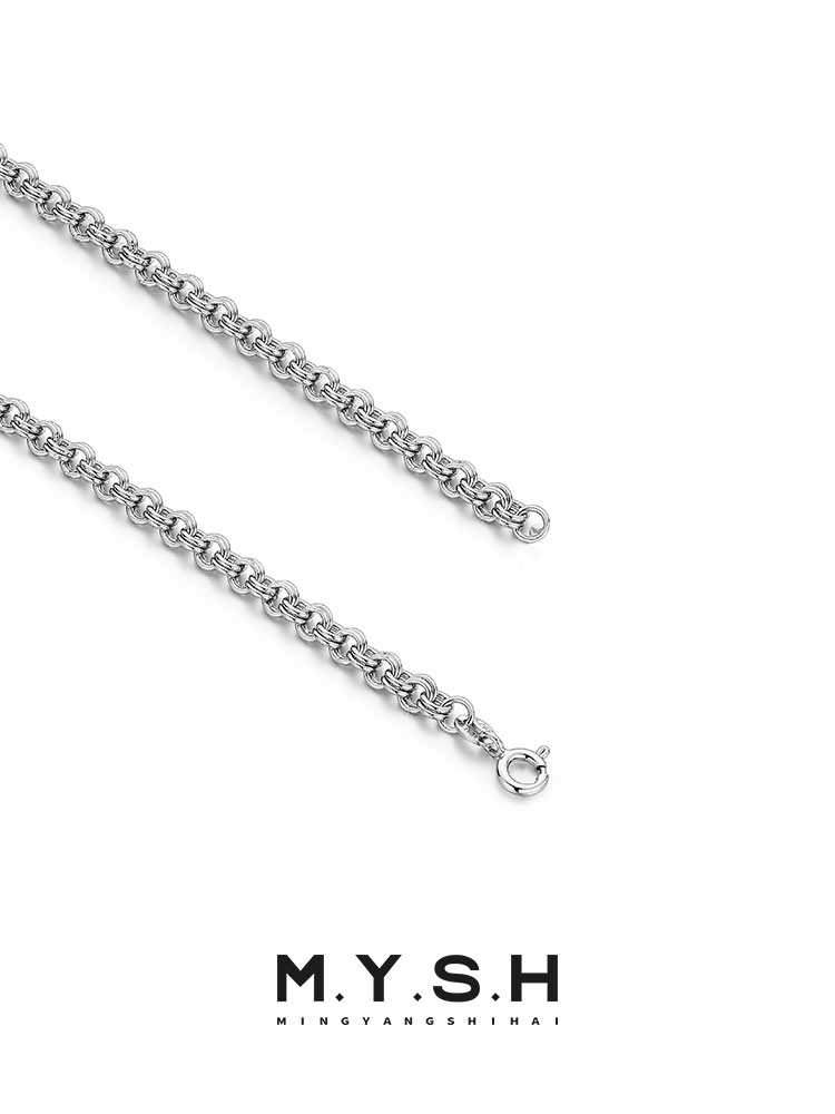 S925 Silver Thick Double O-Ring Cuban Chain Necklace