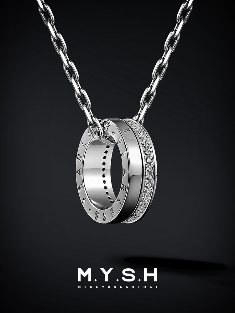 S925 Silver Lettered Mini Waist Circle Pendant Necklace