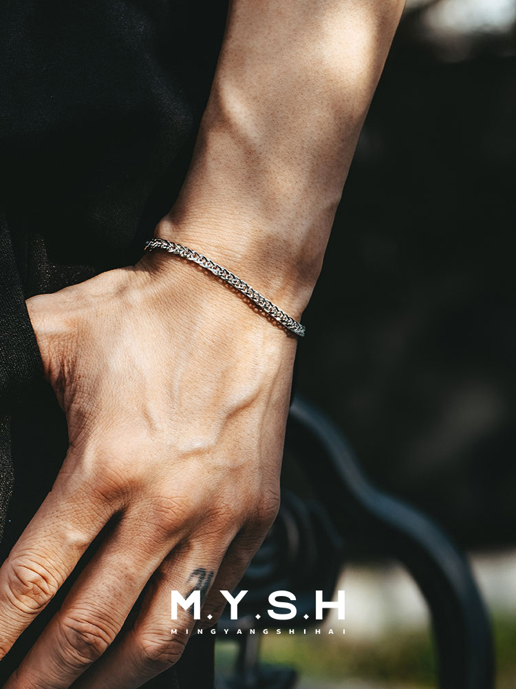 S925 Silver Octagonal Dragon Bone Bracelet