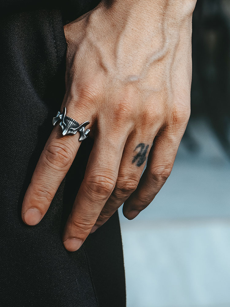 S925 Silver Skull Ghost Face 2-in-1 Ring